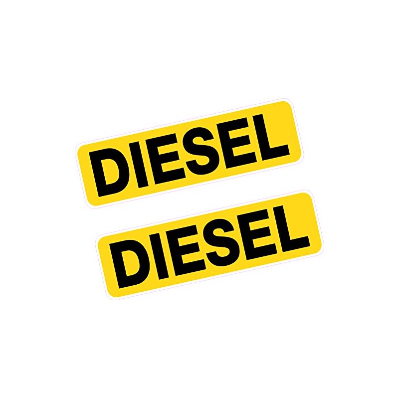 2x Reminder Diesel Fuel Printed Vinyl Stickers BLACK on YELLOW