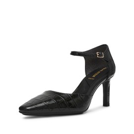 Anne Klein Women's Rosalind Ankle-Strap Pump, Black Croc, 8.5 M