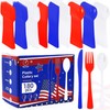 FULJOOY 180 PCS 4th of July Independence Day Plastic Silverware