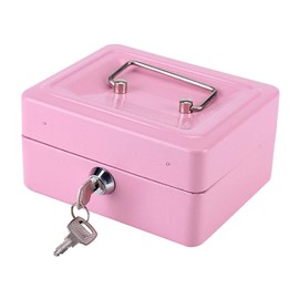 Caja de Seguridad Segura Dinero en Efectivo Moneda Joyería Mini Acero Portátil Pequeño Hogar con Cerradura(Rosa)