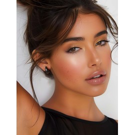 FOCALOOK 20mm Thick Stainless Steel Black Drop Earrings for Women, Stainless Steel