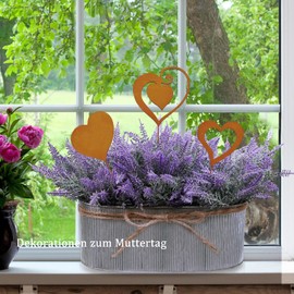 Garden Stake Rust Hearts Garden Decoration for Outdoor Weatherproof Rust Decoration Garden Signs Flower Stake Metal Rust Stake Decorative Garden Balcony Flower Box Stainless Steel Vintage Decoration