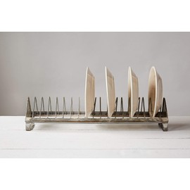 Creative Co-Op Rustic Farmhouse Metal Dish Rack with 18 Slots, Zinc Finish