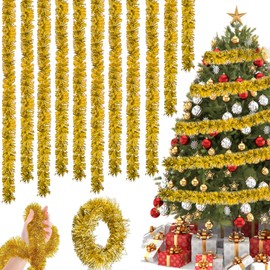 Pack of 10 Christmas Tree Tinsel Garland, Christmas Tinsel Garland, Tinsel Garland, Christmas, Christmas Tree Garland for Christmas Tree, Christmas Party, Birthday Party Decoration, Gold