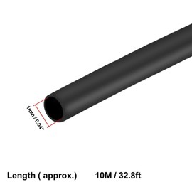 TOP-VIGOR 1mm Heat Shrink Tubing, 10M Length Heat Shrink Sleeving, 2:1 Ratio Heat Shrink Tube for Electrical Insulation, Repairs, Wrap Cable, Wire Connectors, Black