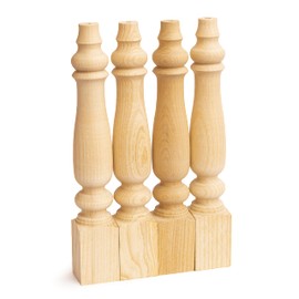 decorluxes Unfinished Farmhouse Bench Legs Dining Table, Coffee Table Rustic Turned Style Leg - Set of 4 - Dimensions: 2.16" x 14"- Easy to Paint (14 inch)