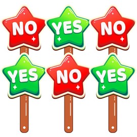 HOOJOJO Star-Shaped Yes/No Voting Paddles, Red and Green Double-Sided, 6 Piece Set, Classroom Teaching Tools