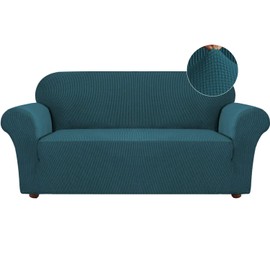Turquoize Stretch Sofa Slipcover Couch Cover Sofa Covers for 3 Cushion Couch 1 Piece Sofa Slipcover for Living Room with Jacquard Fabric and Elastic Bottom Pet Furniture Protector (Sofa, Deep Teal)