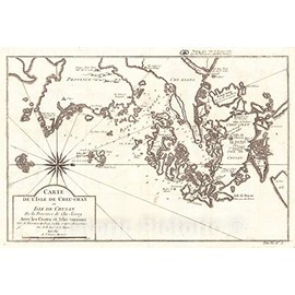 Historic Map - 1748 Carte De L'Isle De Cheu-Chan ou Isle De Chusan De La Province De Che-Kiang Avec Les Costes et Isles Voisines - Vintage Wall Art - 35in x 24in