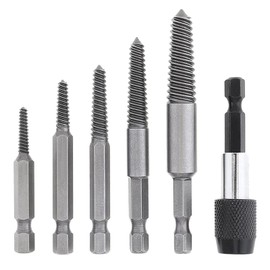 yuentoen Stripped Screw Extractor, 5pcs HSS Easy Out Broken Bolt Extractor Kit with Extension Screw Holder for Remove Broken Bolts, Damaged Screws 1/8 to 3/4 inch