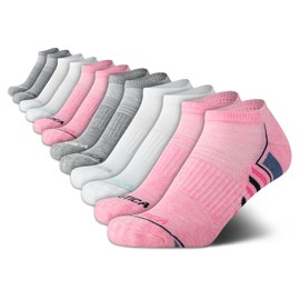 Nautica Womens Low Cut Socks - 12 Pack Cushioned Moisture Wicking Athletic No Show Socks for Women for Sports Running (4-10), Size 4-10, Pink Heather Asst