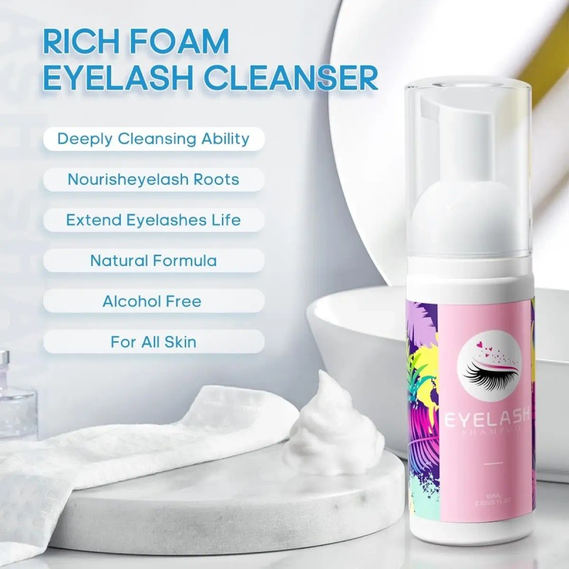 Kit Shampoo Espuma Para Pestañas Y Brocha Para Extensiones