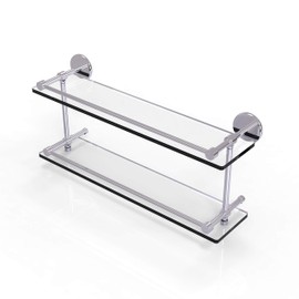 Allied Brass P1000-2/22-GAL-PC P 1000 2 Gal Inch Tempered Double Gallery Rail Glass Shelf, 22 Inch, Polished Chrome