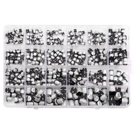 Cermant 24 Values 400 Pcs 1uF ~ 1000uF SMD Aluminum Electrolytic Capacitors Assortment Kit with Storage Box, for Computer, Notebook, Radio, DIY