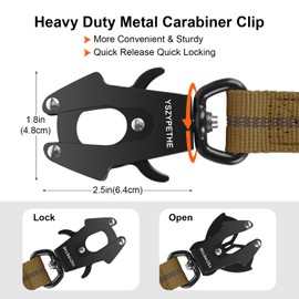 YSZYPETHE Heavy Duty Dog Leash, 4-6 Ft Shock Absorbing with Heavy-Duty Seatbelt Buckle & Dual Handles - No Bungee, for Medium to Large Dogs (Khaki)