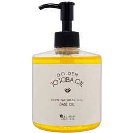 Golden Jojoba Oil, 10.1 fl oz (300 ml), Natural, 100% Additive-Free, Massage Oil, Moisturizing, Massage, Large Capacity, Odorless, Botanical, Unscented, Face and Body, Body Oil, Carrier Oil