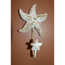 Salty Pelican Coastal Farmhouse Bath Towel Hooks Set, Distressed Cast Iron, Coastal Reef