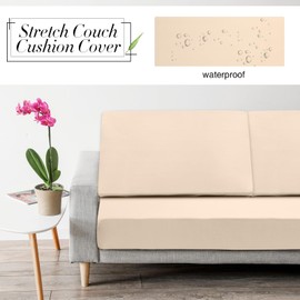 Newwiee 8 Pcs Stretch Patio Outdoor Cushion Covers Replacement for 4 Backrests and 4 Patio Cushions Covers, Waterproof Couch Sofa Slipcover Furniture Protector, Thin Fabric Breathable(Beige)