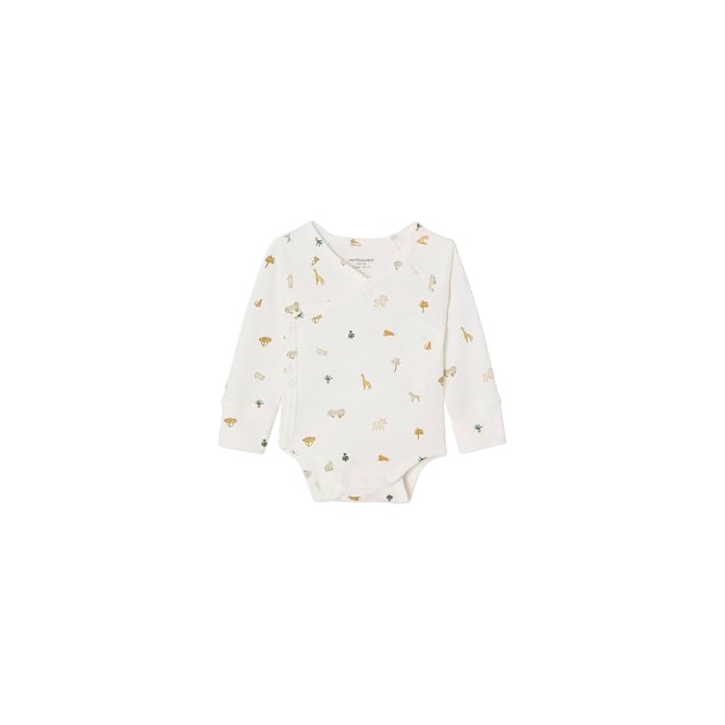 VERTBAUDET Organic Collection: Grows with Baby Bodysuit with Jungle Motif,