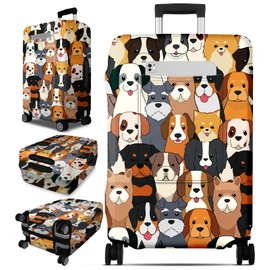 Slohif Luggage Cover for Suitcase Tsa Approved Protector - Cute Dog Luggage Sleeve Large Suit Case Cover Travel Stretch Baggage Case Protective Washable Fit 22-24 Inch