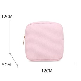 UUYYEO Small Corduroy Makeup Bag Mini Cosmetic Pouch Toiletry Zipper Pouch Lip Gloss Travel Bag Sanitary Napkin Storage Pouch Portable Makeup Bag Purse Blue