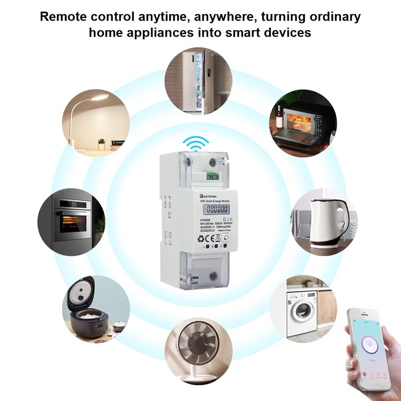 KETOTEK Smart Electricity Meter DIN Rail WLAN 1 Phase Current
