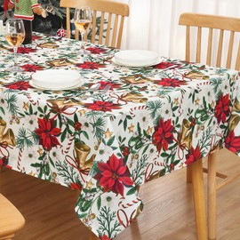 CAROMIO Christmas Tablecloth Waterproof Tablecover for Xmas Decoration Washable Wipeclean Table Cloth for Kitchen, Large Christmas Tablecloth, 54x108 Inches