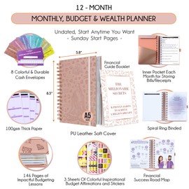 Budget Planner & Bill Organizer - A 12 Monthly Planner Journey to Financial Freedom, Undated Budget Book, Budget Organizer and Budget Planner with Cash Envelopes