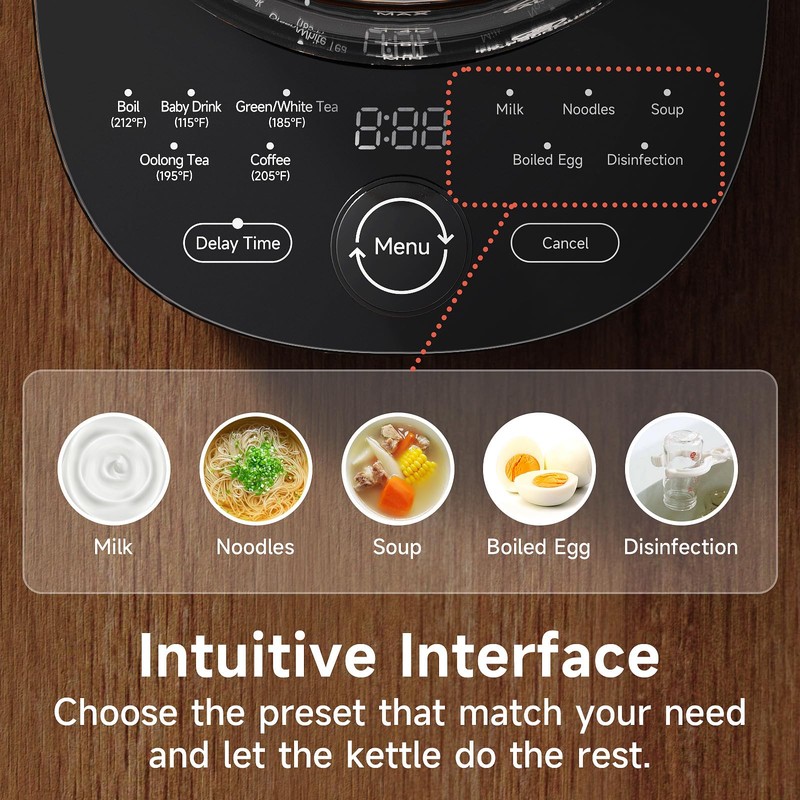 ICOOKPOT Hot Glass Electric Kettle with Tea Infuser and Temp