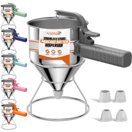 NSDXK Dispensador de masa de panqueques de 40 onzas, dispensador de pasteles de acero inoxidable con soporte, ideal para panqueques, magdalenas, gofres o cualquier producto horneado, duradero, sin