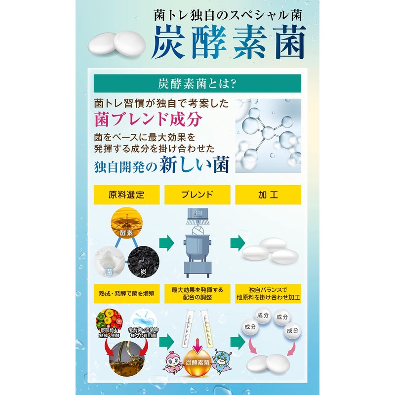 菌トレ習慣 チャコール クレンズ 酵素 ５種の炭 独自配合 炭酵素菌 乳酸菌 酪酸菌 オリゴ糖
