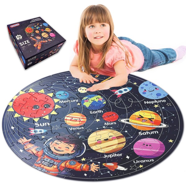 TALGIC Puzzles for Kids Ages 4-6 with Solar System Planets,