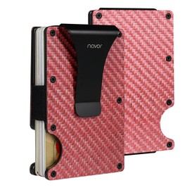 navor Minimalist Carbon Fiber Wallet in Rose Gold- RFID Blocking Minimalist Wallet for Men & Women Credit Card Holder with Money Clip - Secured & Slim Metal Business Card Cases