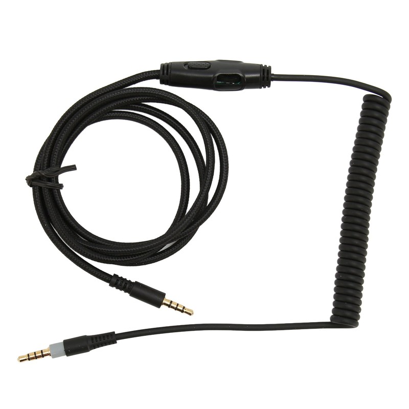 Coiled Headphone Cable Replacement Headset Sound Cord with Volume Key