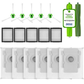 DEGG Replacement Parts XXL for iRobot Roomba i7 i7+ i3 i3+ i4 i4+ i6 i6+ i8 i8+ e5 e6 e7 - Compatible with iRobot Roomba Accessories 2x Rubber Wheels, 5x HEPA Filters, 5x Side Brushes and 6x Vacuum