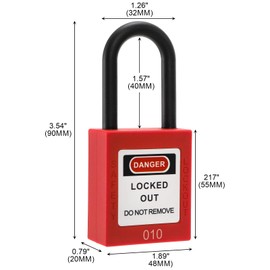 Yesland 10 Pack Lockout Tagout Lock, Safety Lockout Padlock Sets, Loto Locks Keyed Differently for Lock Out Tag Out Stations and Devices, Red