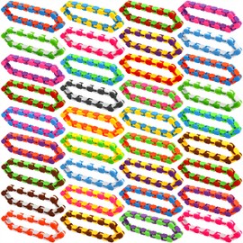 Neureyte 92 Pack 24 Links Wacky Tracks Snap and Click Fidget Toys,Fidget Snake Toy for Party Favors,Plastic Chains Finger Sensory Toy,Stress Relief Toys for Kids