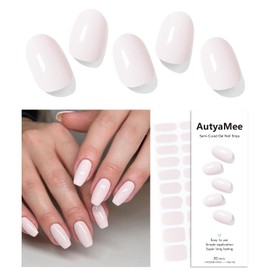 AutyaMee Semi Cured Gel Nail Strips (Skin Pink)-20 PCS Gel Nail Stickers | Gel Nail Wraps | UV Light Required, Salon Quality & Easy to Use