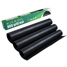 KICKOIL BBQ Grill Mats for Outdoor Grill Set of 3 Non-Stick Reusable Grill Mat 15.7 x 13 Inch Grilling Mats for Oven Charcoal Gas Electric Grill Oven Liners Sheets Heavy Duty PTFE Teflon Baking Sheets