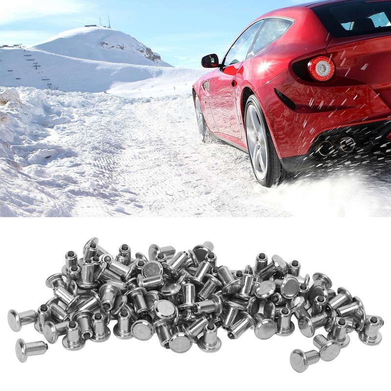 100PCS Tire Studs Silver Universal Wear Resistant Anti Slip Tire