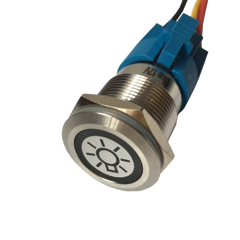 Mintice 12V Car Vehicle Blue LED Light Headlight Push Button