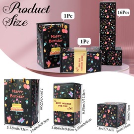 SOFPLATE Explosion Birthday Gift Box with Bag Gift Box Set Black Folding Bounce DIY Creative Surprise 16Pcs Explosive Cards for Valentine Mother Father Thanksgiving Day Celebration Party Favor
