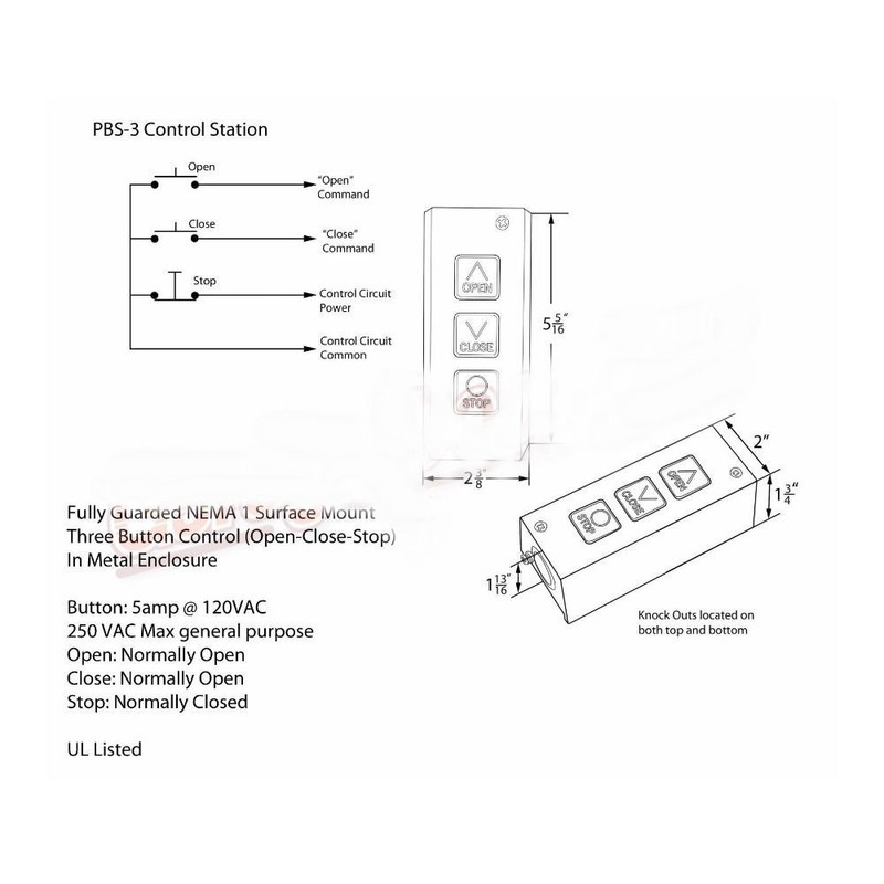Garage Door Opener 3 Button Wall Mount PBS 3 Control
