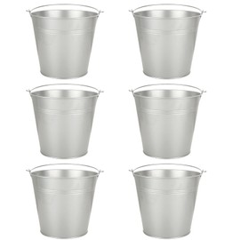 ZOFORTY 6 Pack Galvanized Bucket with Handles, Black Metal Bucket, 7.1”W x 6.5”H Decorative Pails Basket Bucket for Candy Bar, Party Supplies, Crafts, Favors