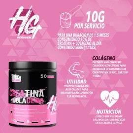 Suplemento Monohidratada Creatina  Colgeno Heragen 500g Natural-                                                                                      