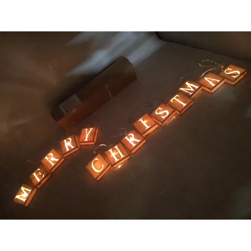 Comecializadora Sesuconsa Cajita Madera Led Bateria Guirnalda Luces Feliz Navidad