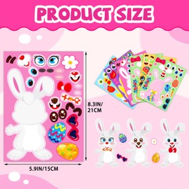 24 Sheets Easter Make a Face Stickers for Kids, Easter Basket Stuffers Activities Crafts Party Favor Supplies
