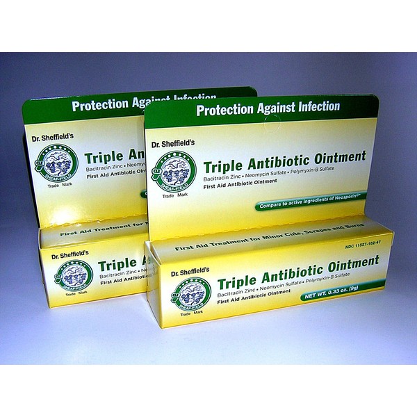 2X Dr. Sheffields Triple Antibiotic Ointment Bundle of Two .33 Oz Tubes