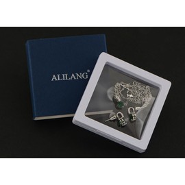 Alilang Womens Glitter Large Round Cubic Zirconia Pendant Necklace Stud Earrings Jewelry Set, Green