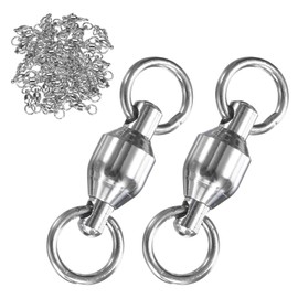M METERXITY 50-Pack Ball Bearing Fishing Swivels, 6# 1.18In (30mm) Stainless Steel Lure Leader Line Connector for Fishing/Saltwater/Freshwater, High Strength Welded Ring [Silver]